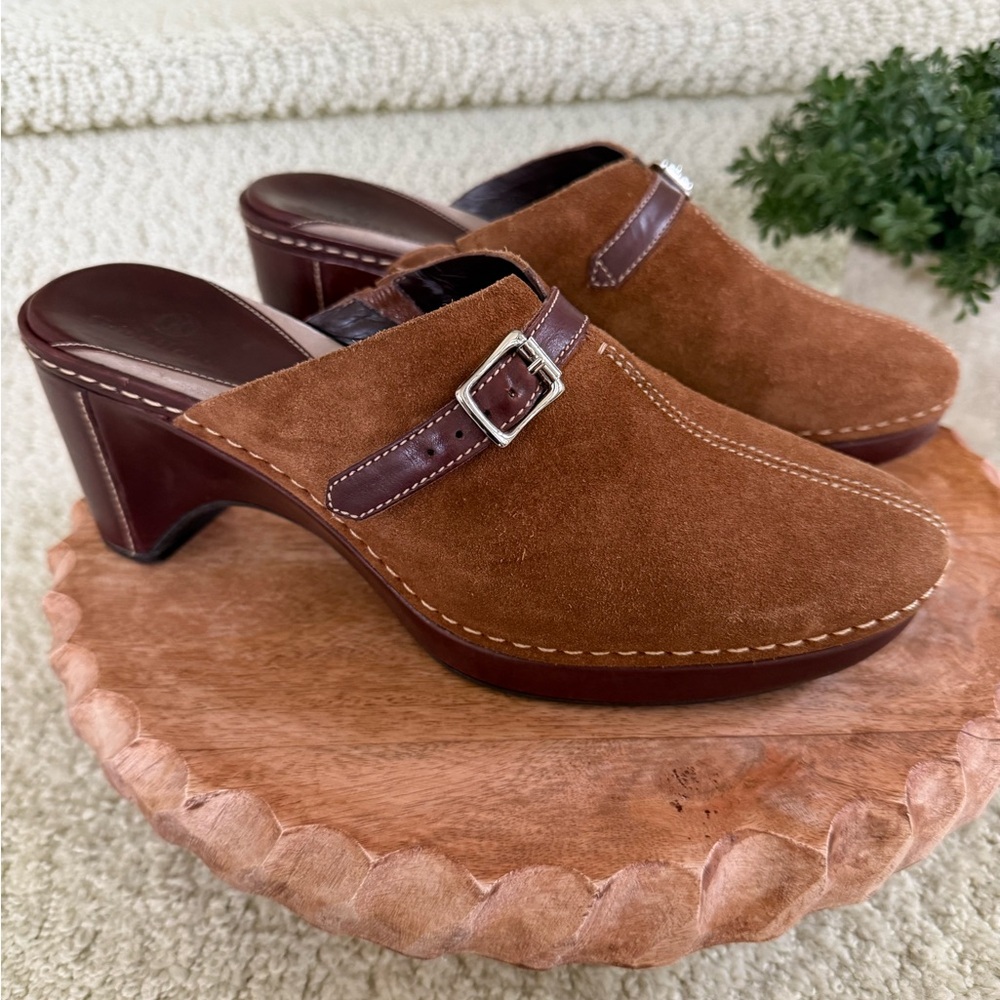 👡 Cole Haan Brown Suede and Leather Women's Mules.